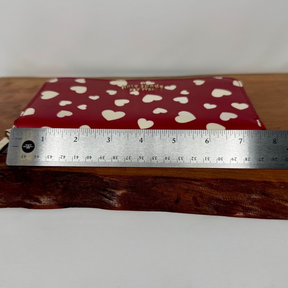 Kate Spade New York Staci Heart Large Continental Wallet Red White Zip Around - Picture 10 of 11